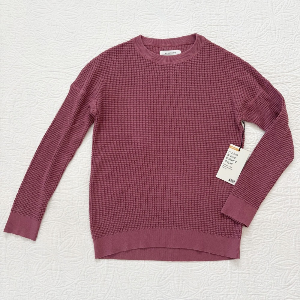 REI Women's Wallace Lake Waffle Knit Sweater, Mauve Shadow Sz S